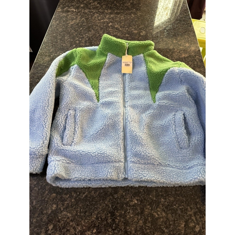 MNML SHERPA ZIP UP JACKET (BLUE/GREEN) Size M Coat NWT - Picture 2 of 9